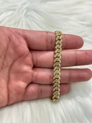 10K Yellow Gold Bustdown Bracelet 1.91Ct Dia / 25gr / 7.6mm / 8in