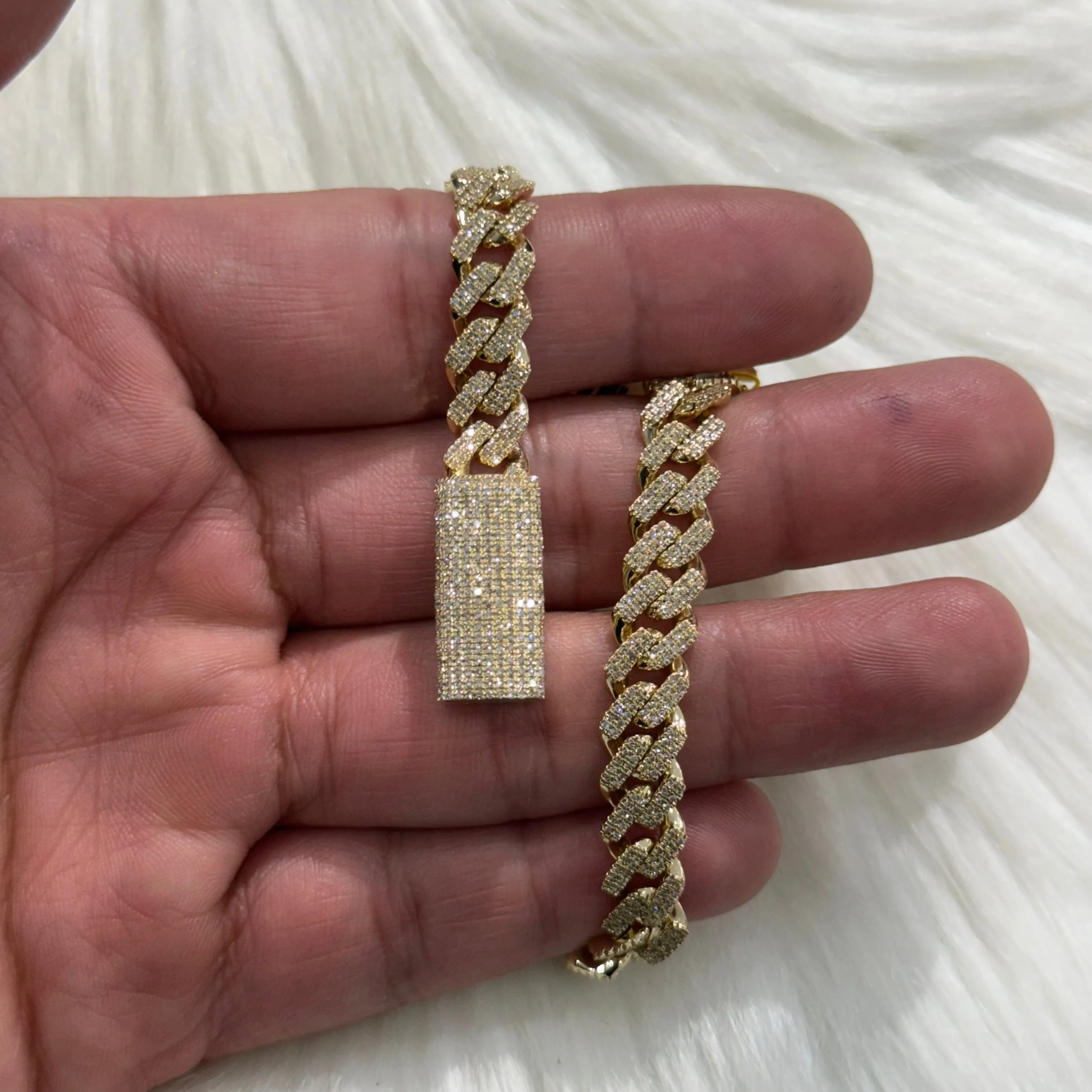 10K Yellow Gold Bustdown Bracelet 1.91Ct Dia / 25gr / 7.6mm / 8in