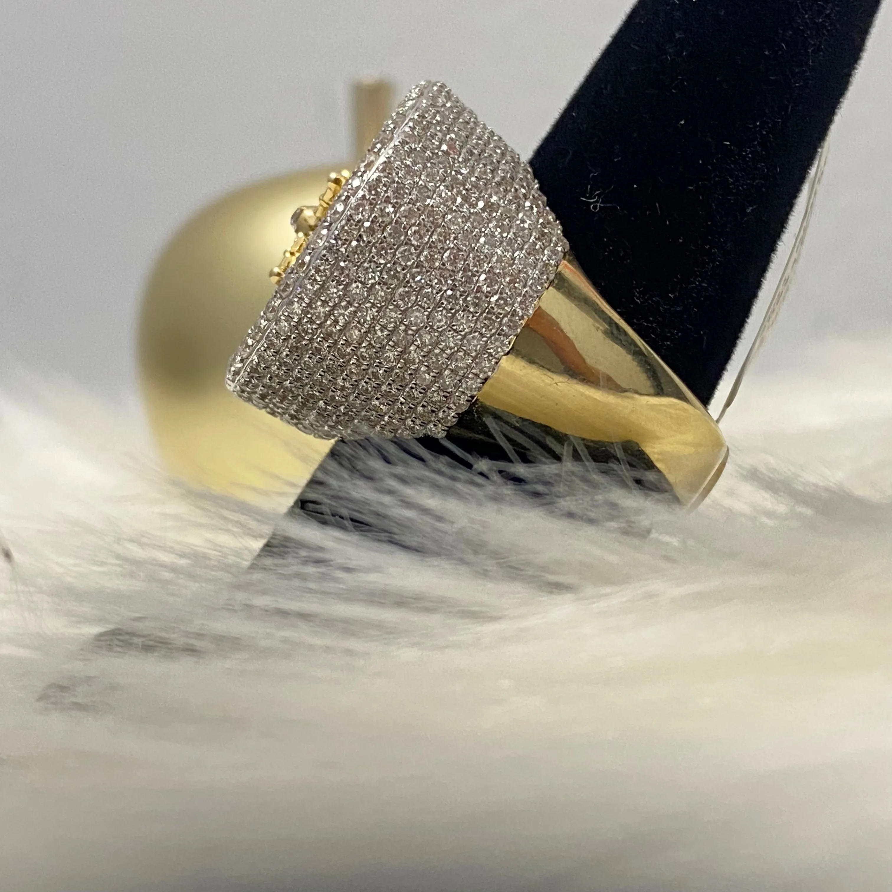 10K Yellow Gold Diamond Casino Roulette Ring 4.8Ct Dia / 24.6gr / Size 12