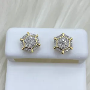 10K Yellow Gold Diamond Fashion Stud Earrings 0.22Ct Dia / 1.65gr