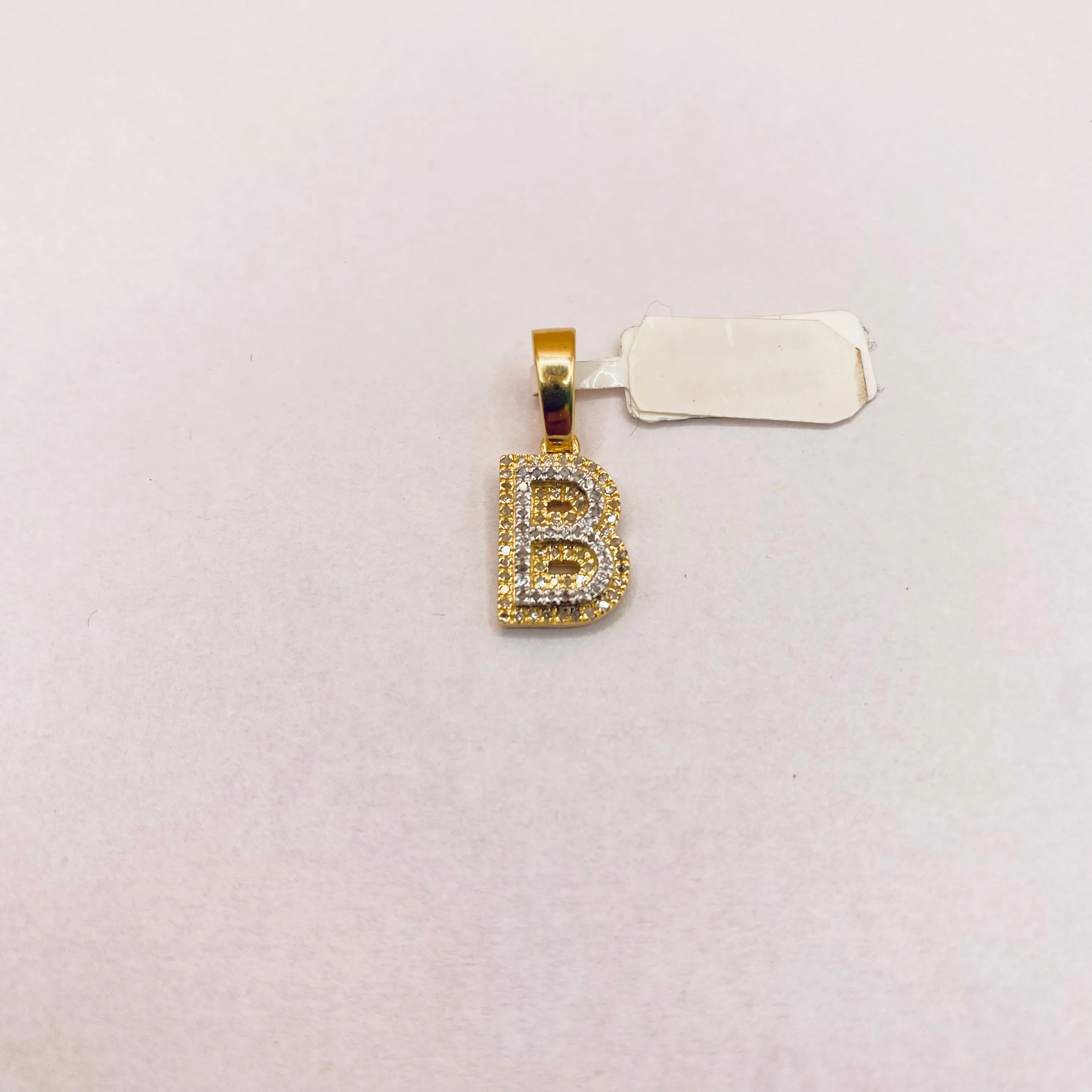 10K Yellow Gold Diamond Letter B Pendant / 2gr