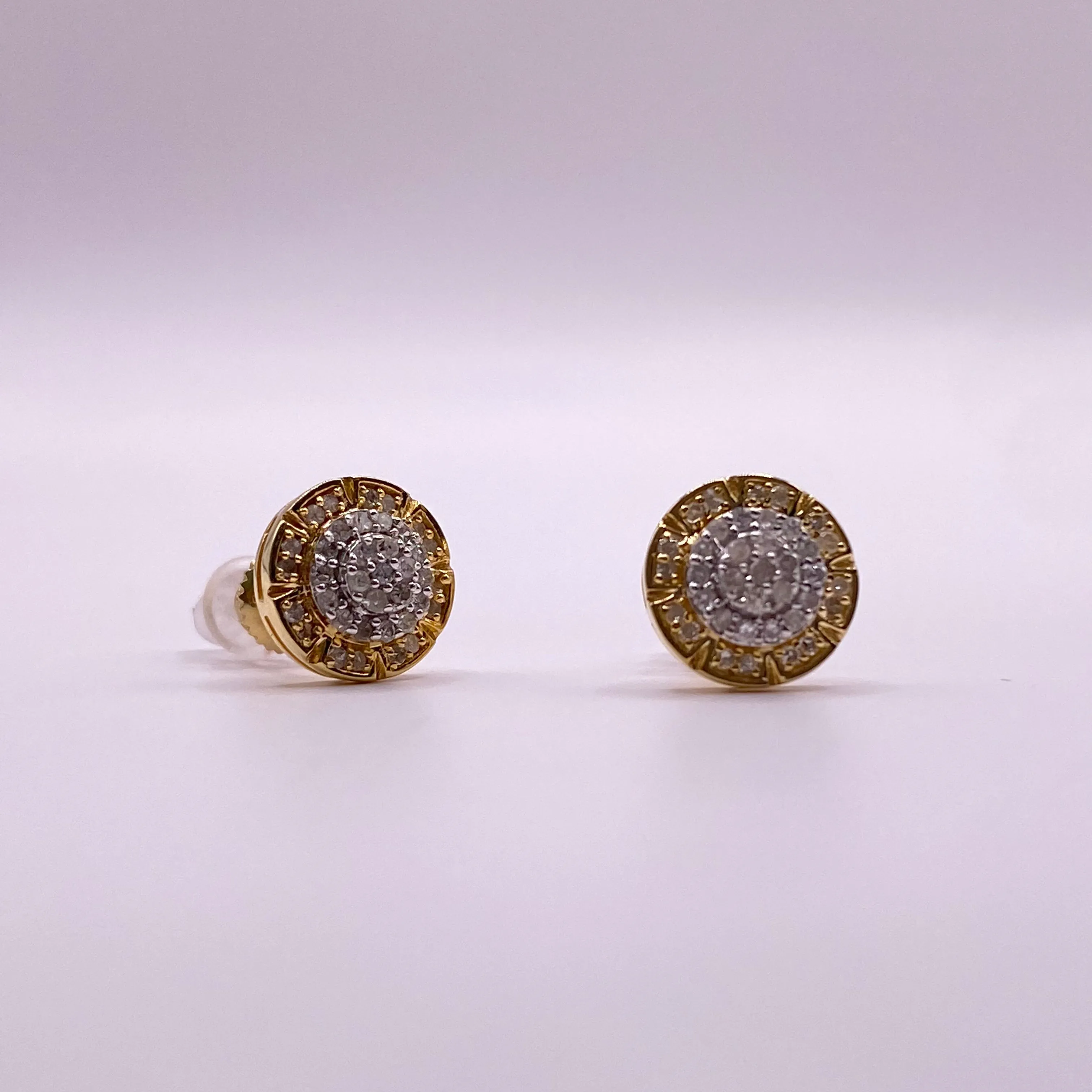 10K Yellow Gold Diamond Luxury Stud Earrings 0.29Ct / 1.8gr