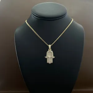 10K Yellow Gold Hand Diamond Pendant 1.46Ct / 7.6gr