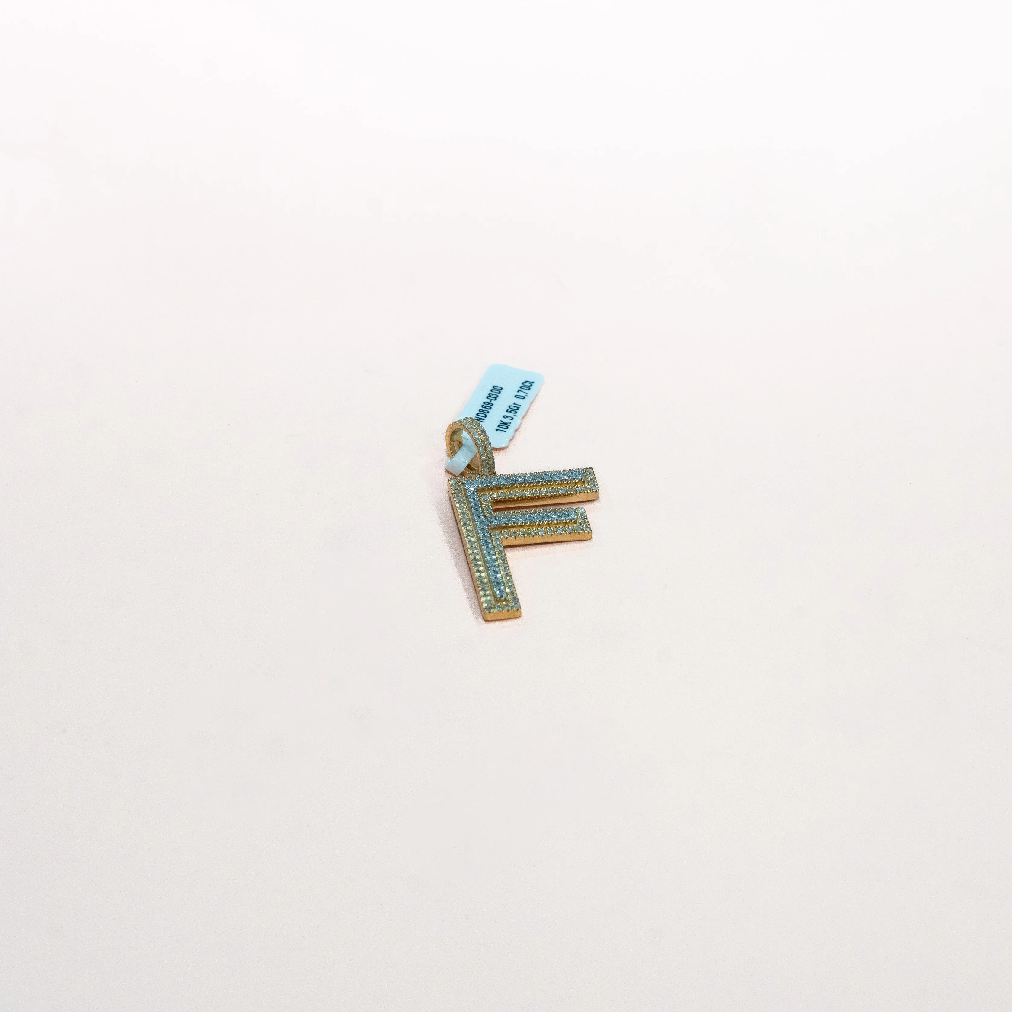 10K Yellow Gold Letter F Pendant With Diamond 0.70Ct / 3.5gr