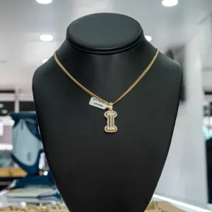 10K Yellow Gold Letter I Pendant With Diamond 0.46Ct / 4.3gr