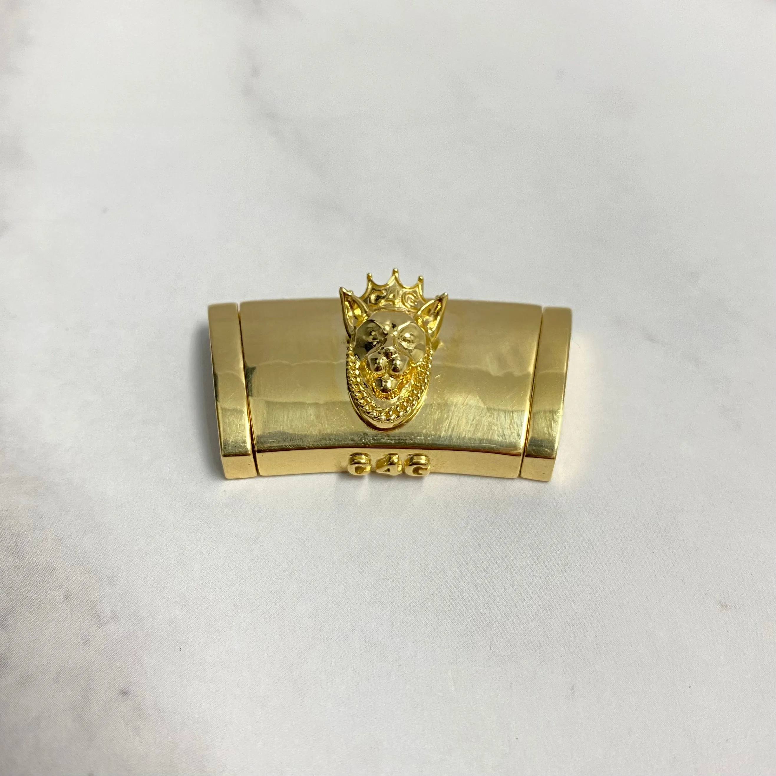 10K Yellow Gold Plain Sleek Lock With Panther / 31.3gr / 19mm / 1.5in