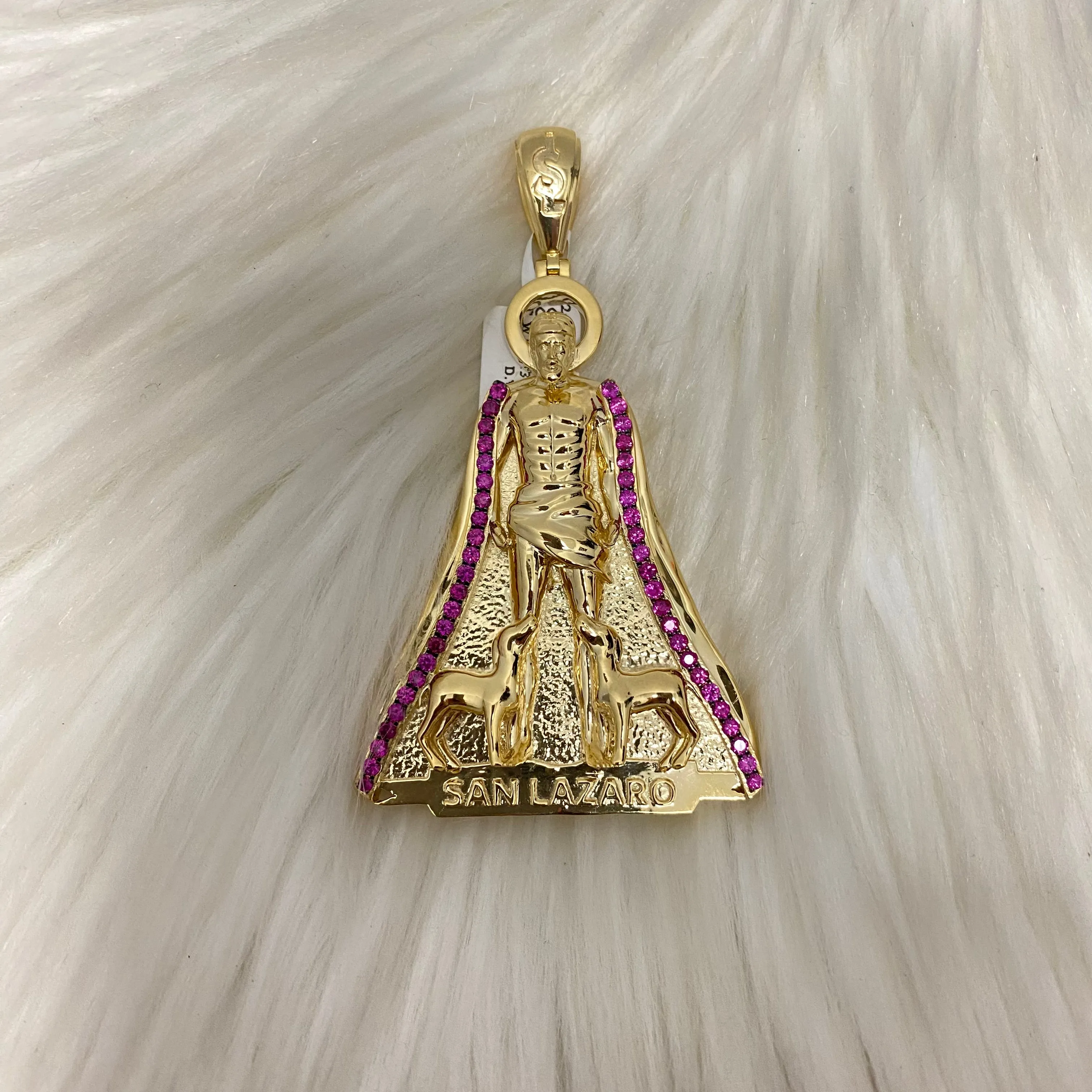 10K Yellow Gold San Lazaro Pendant / 4.08 Ruby / 36.4gr / 3in