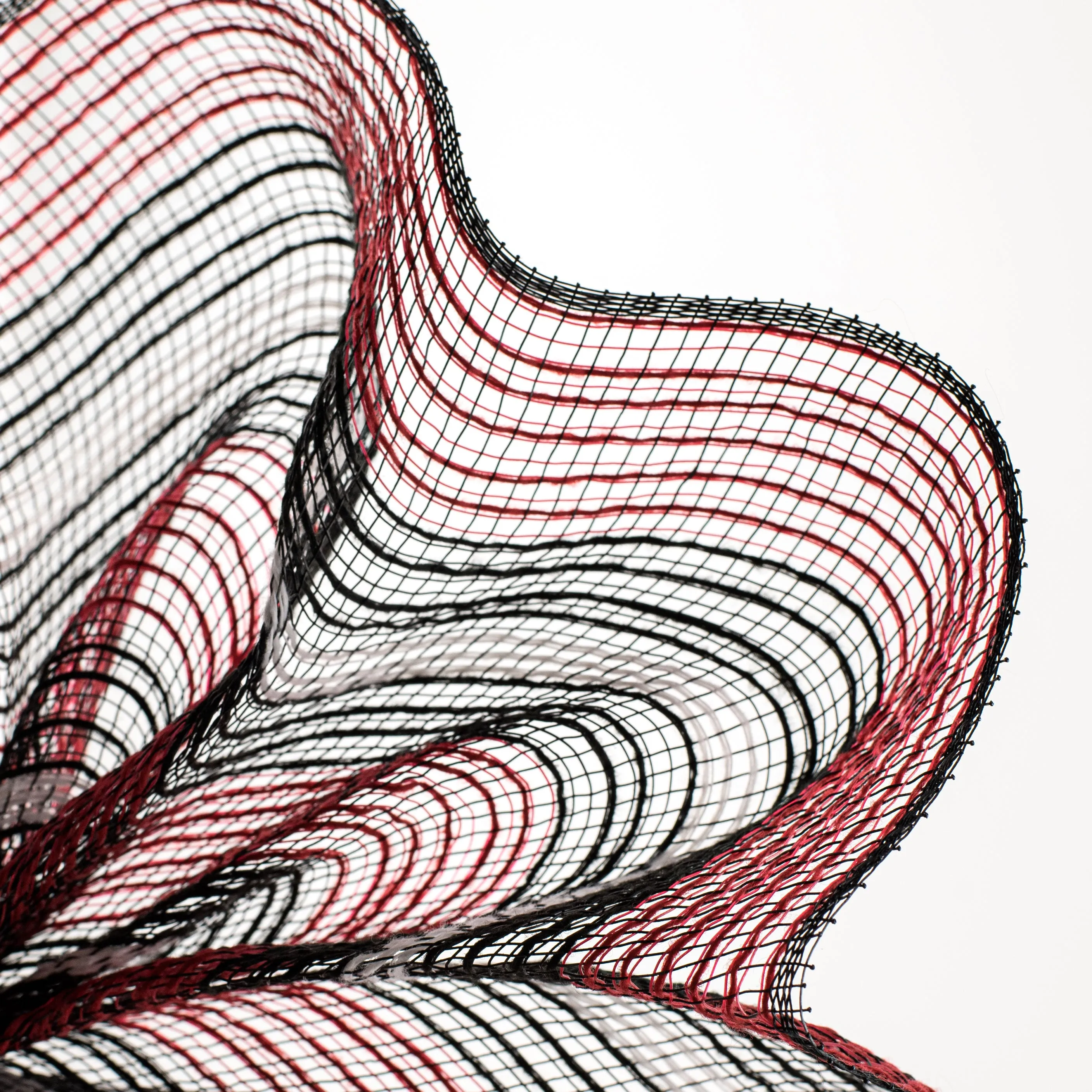 10" Bold Stripe Fabric Mesh: Red, Black, White