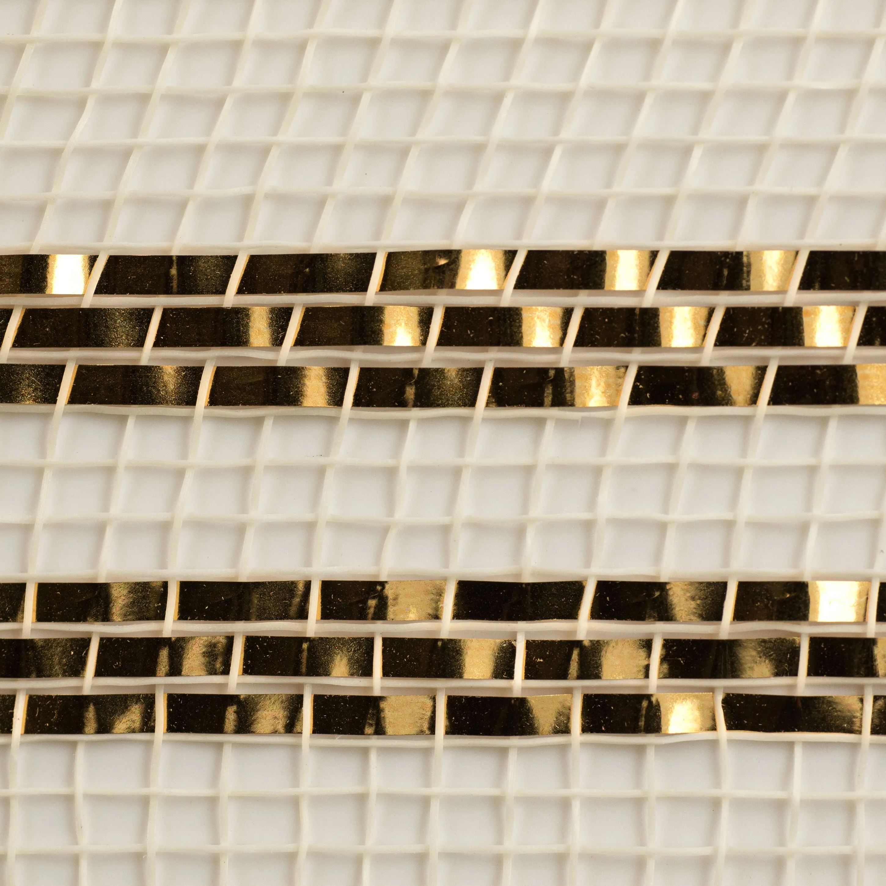 10" Border Stripe Metallic Mesh: Cream & Gold