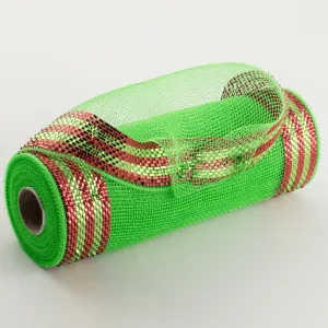 10" Border Stripe Metallic Mesh: Lime & Red