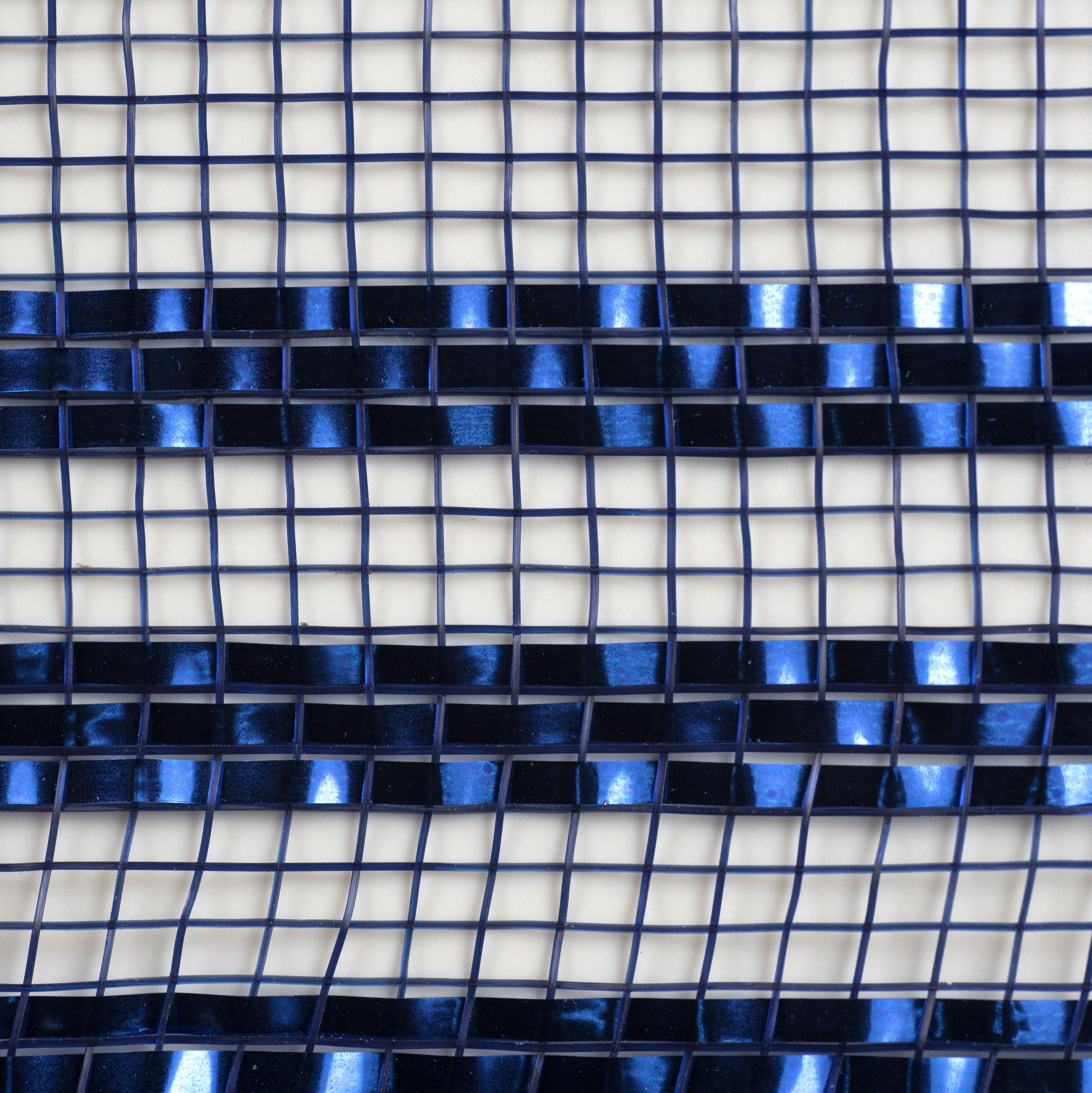 10" Border Stripe Metallic Mesh: Navy & Royal Blue