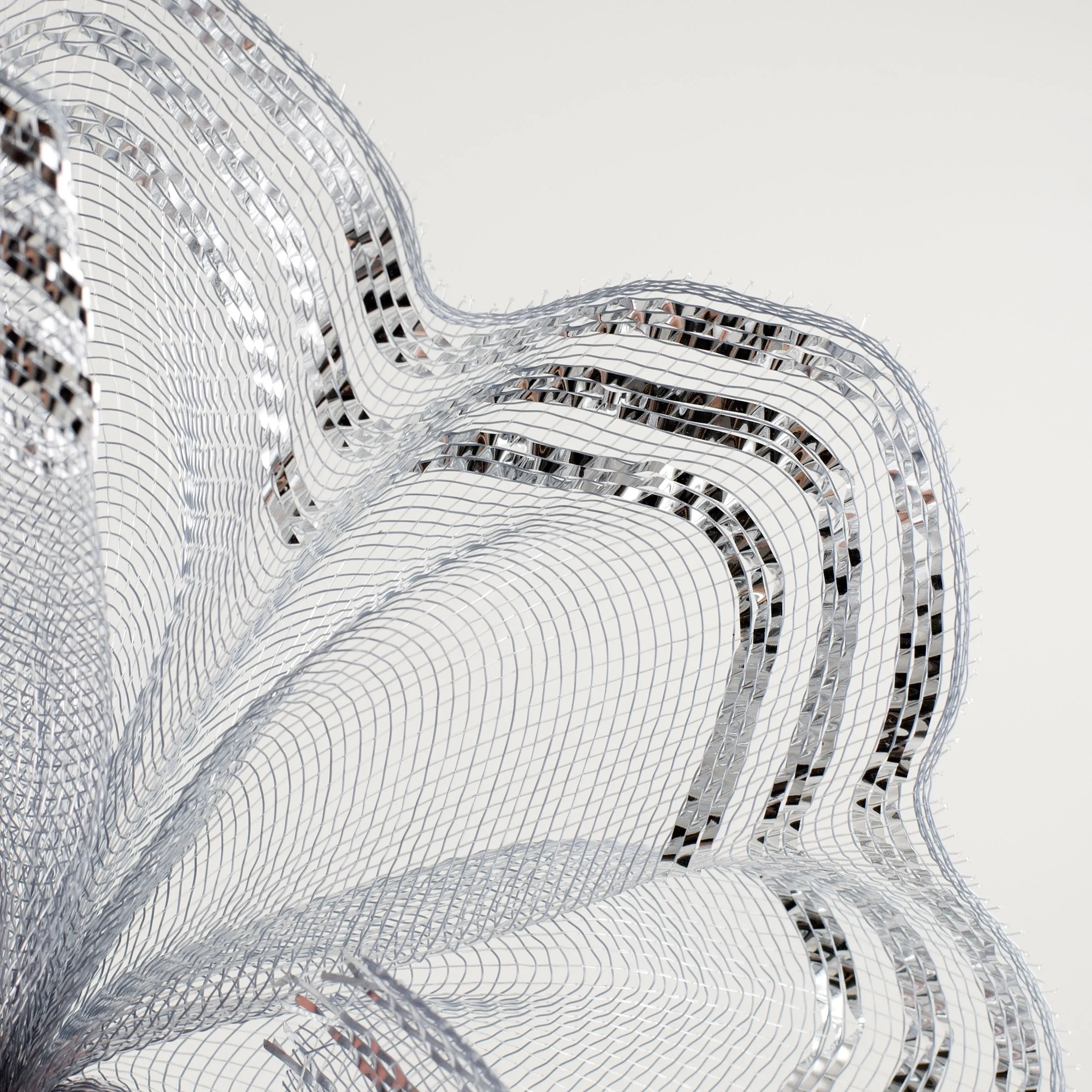 10" Border Stripe Metallic Mesh: Silver