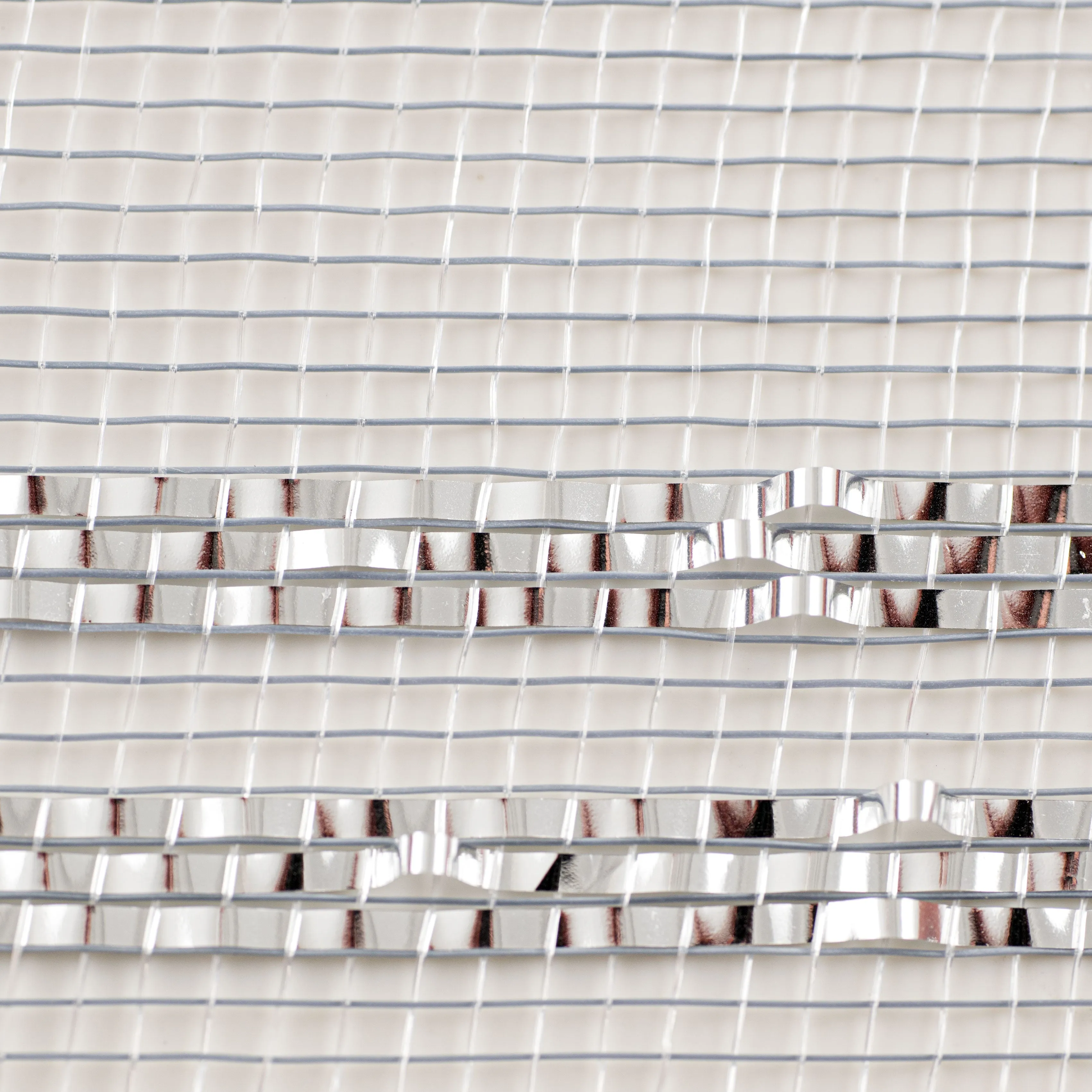 10" Border Stripe Metallic Mesh: Silver