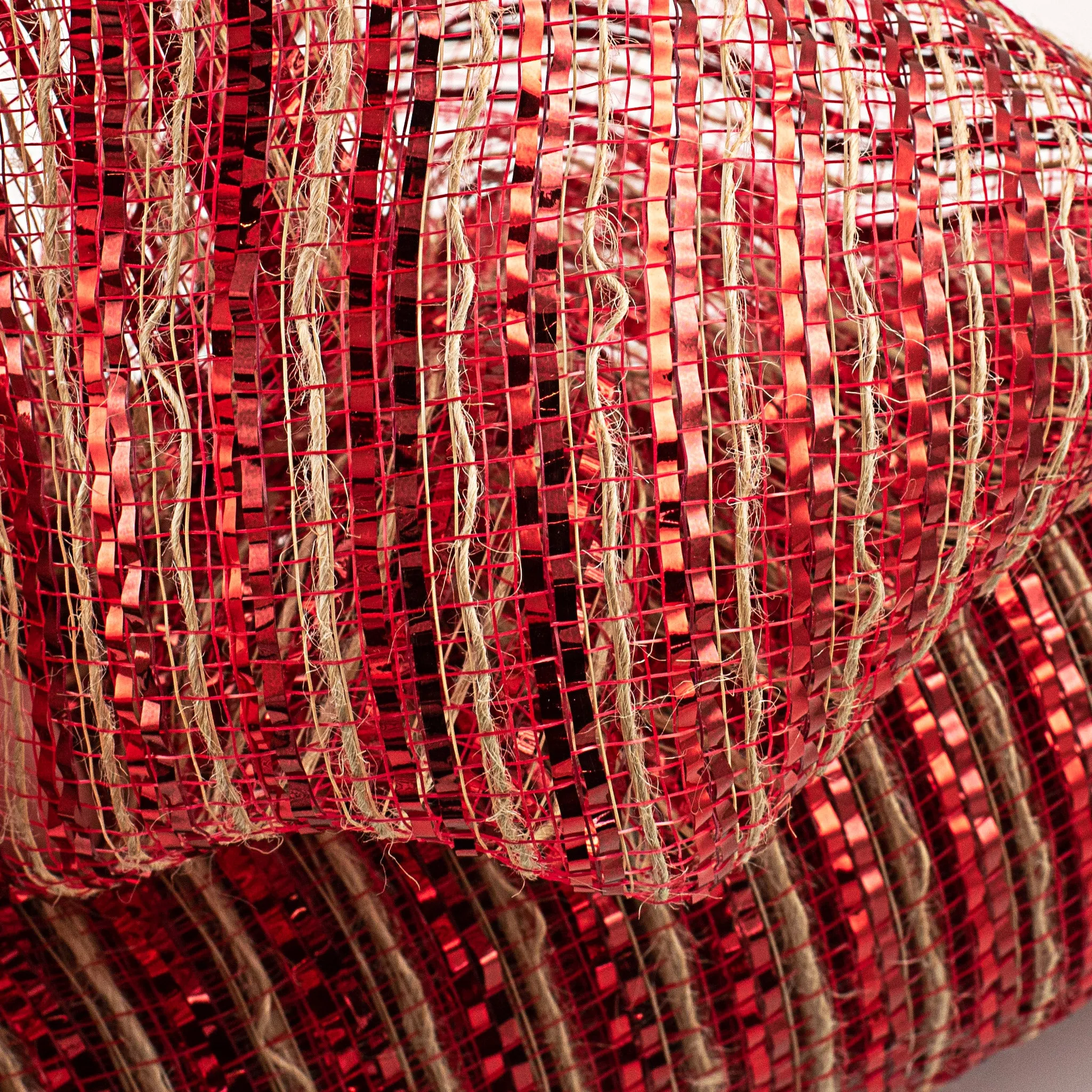 10" Burlap Deco Mesh: Metallic Dark Red