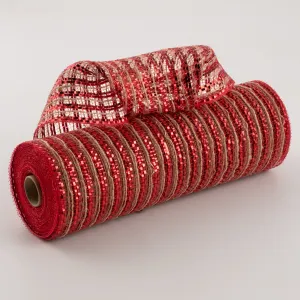 10" Burlap Deco Mesh: Metallic Dark Red