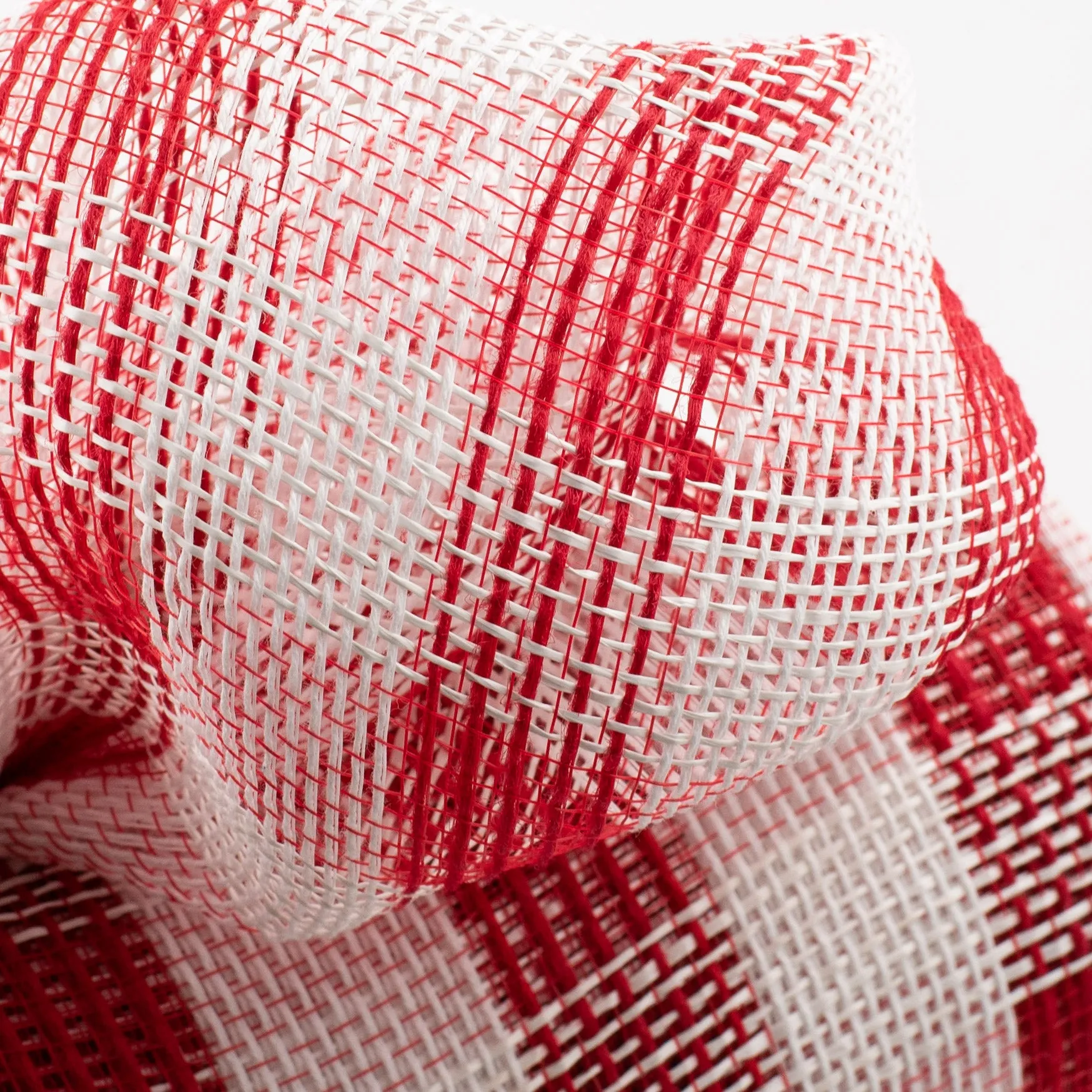 10" Cotton Check Deco Mesh: Red & White