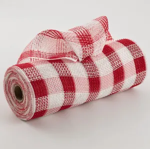 10" Cotton Check Deco Mesh: Red & White
