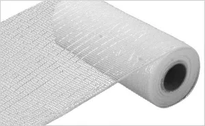 10" Deco Poly Mesh: Metallic White with White Film