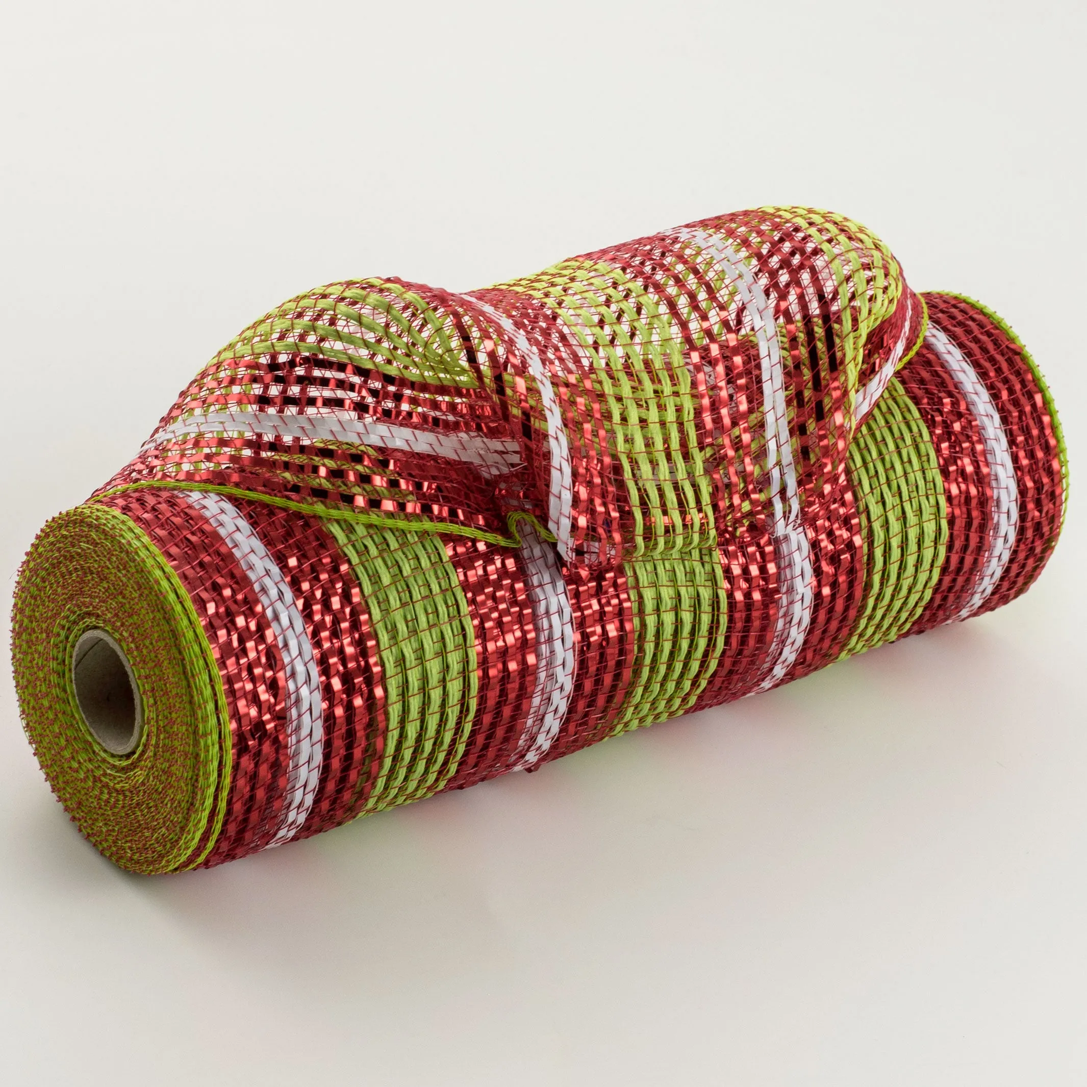10" Fabric Bold Stripe Mesh: Lime, Red, White