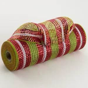 10" Fabric Bold Stripe Mesh: Lime, Red, White