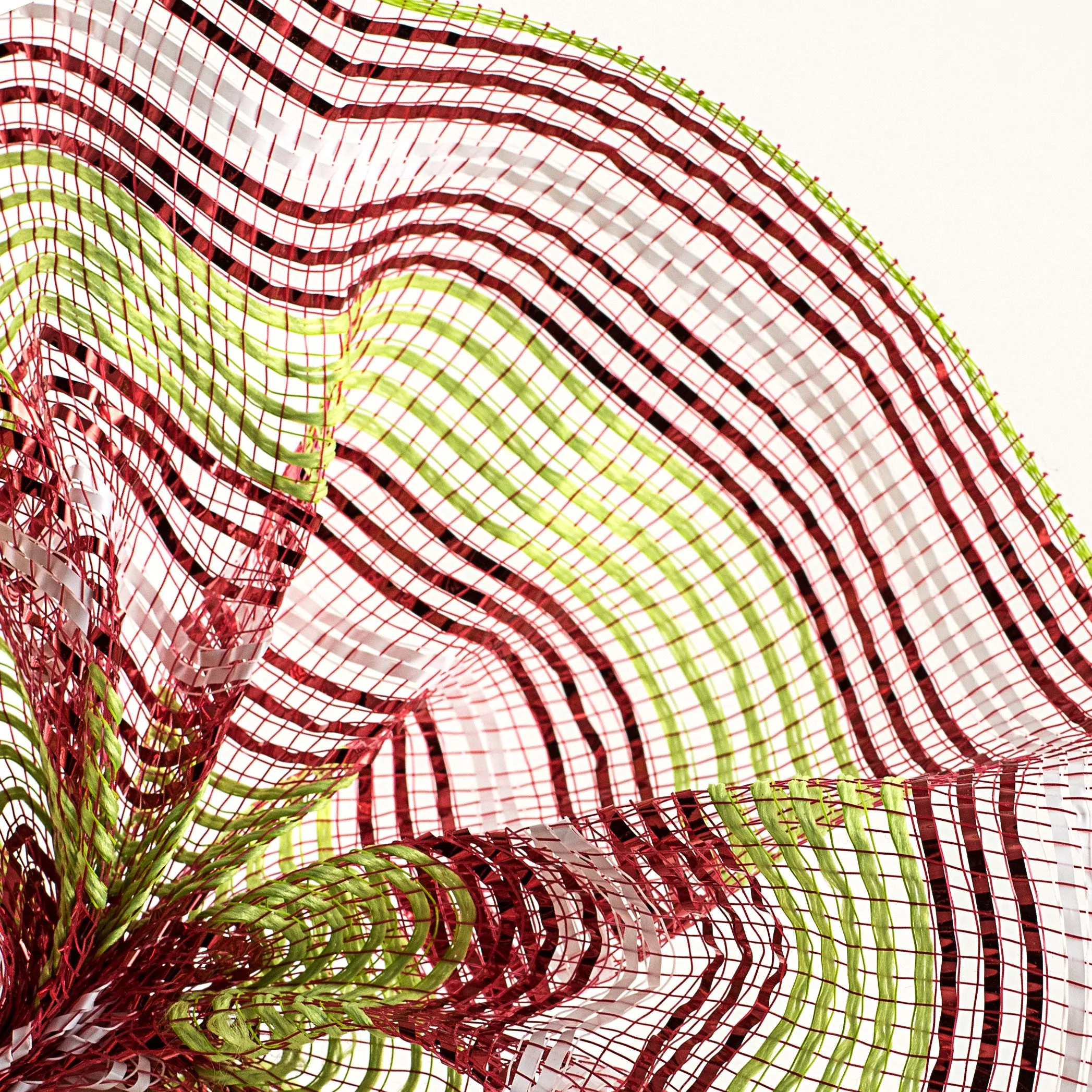 10" Fabric Bold Stripe Mesh: Lime, Red, White