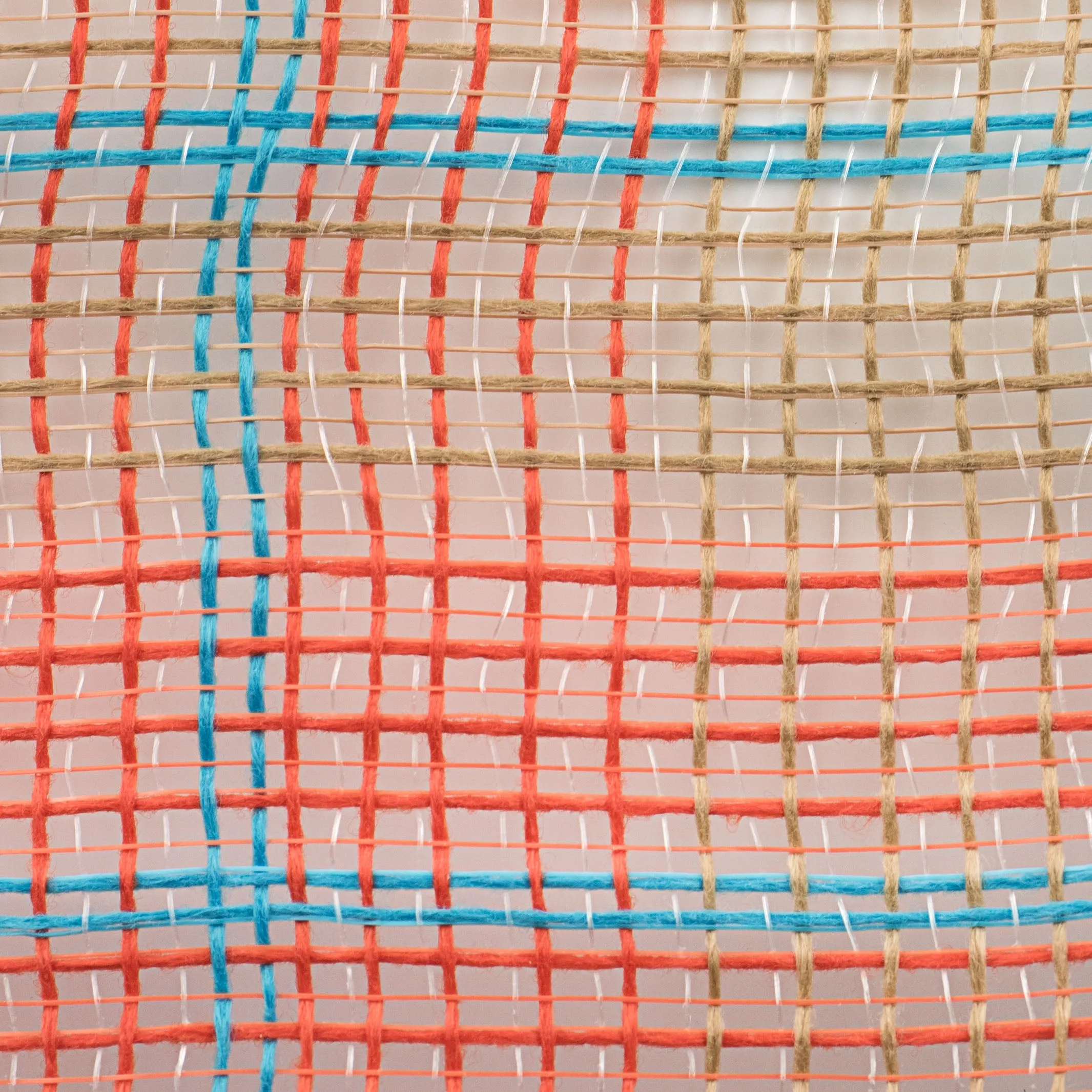 10" Faux Jute & Large Plaid Mesh: Orange, Natural, Turquoise