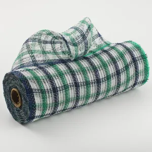 10" Faux Jute Check Mesh: White, Emerald, Navy