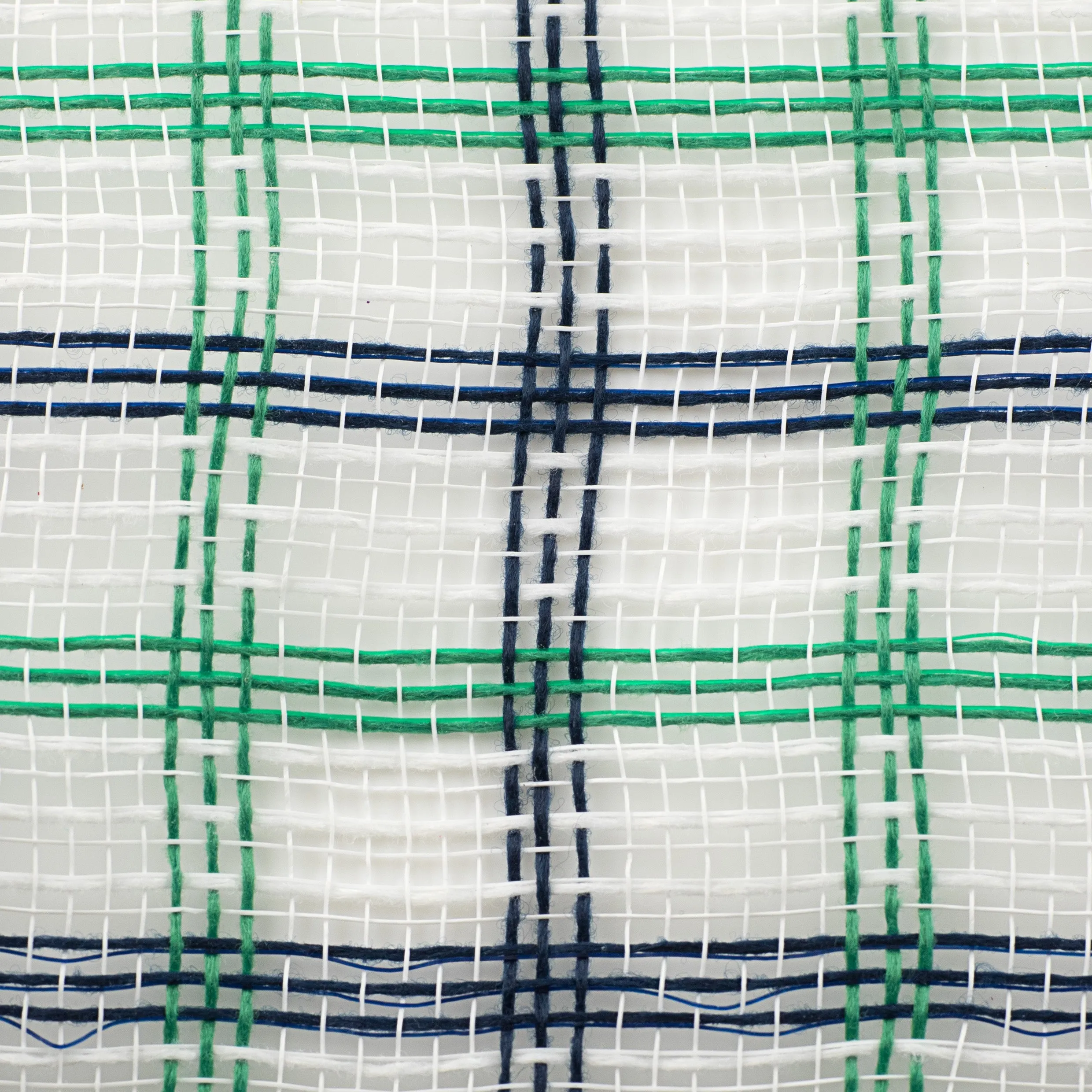10" Faux Jute Check Mesh: White, Emerald, Navy