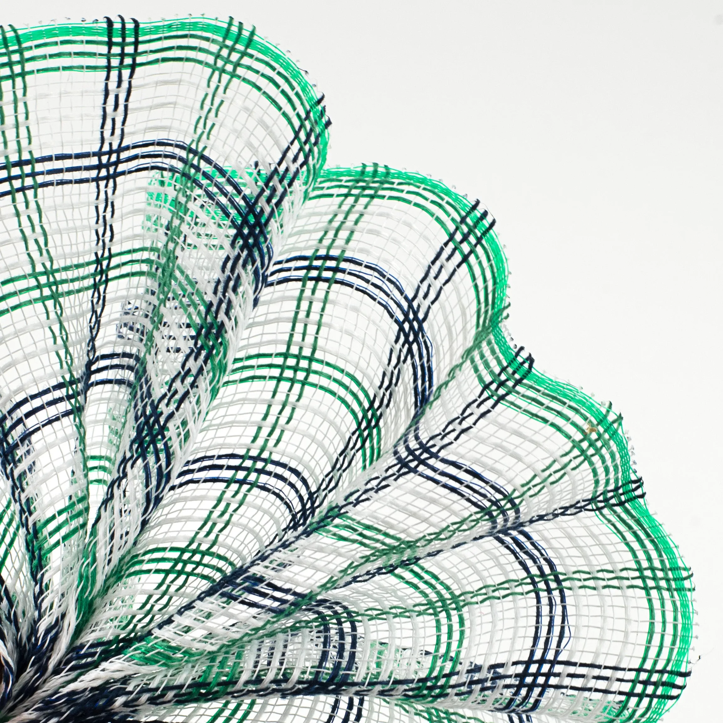 10" Faux Jute Check Mesh: White, Emerald, Navy