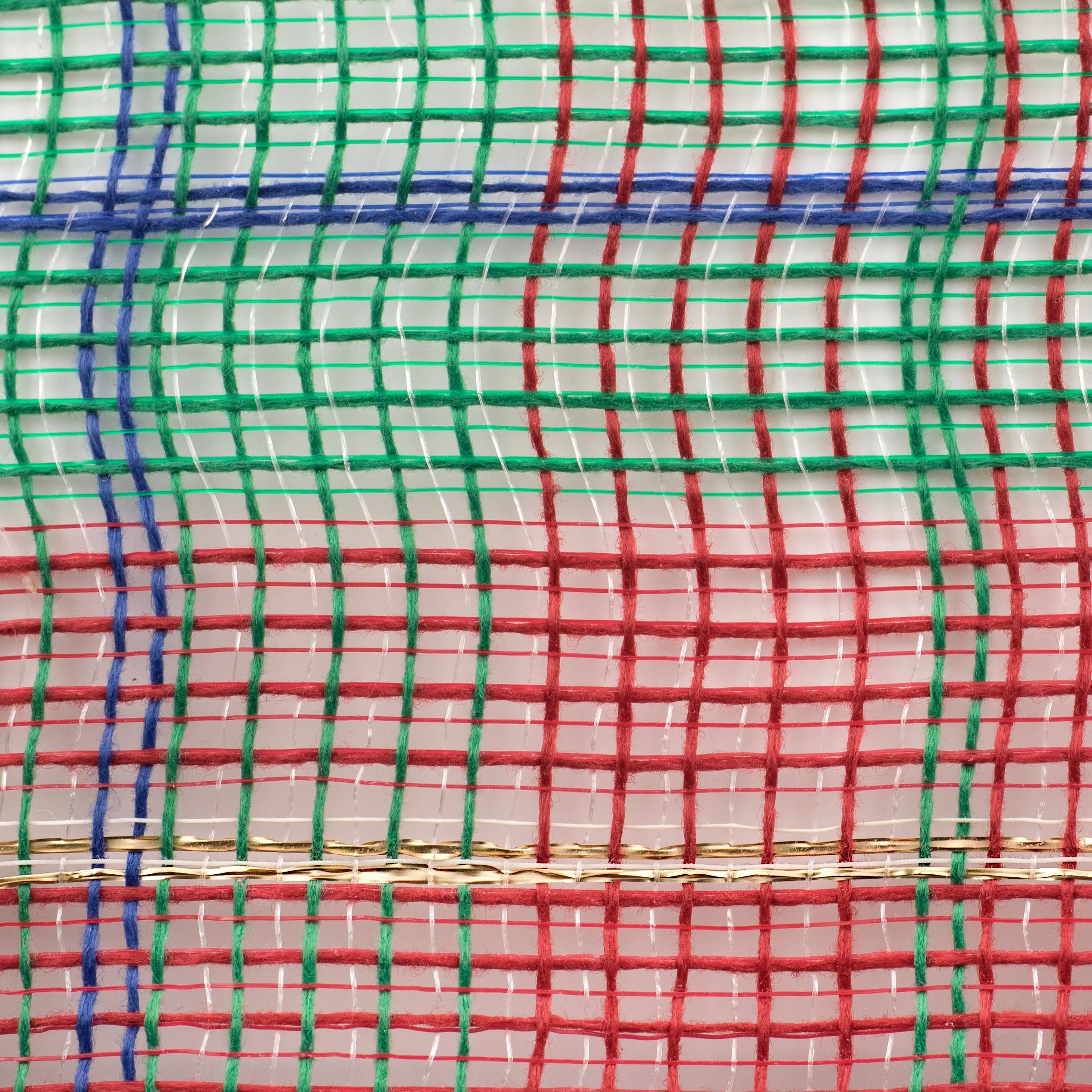 10" Faux Jute Large Plaid Mesh: Red, Emerald, Royal Blue, Gold