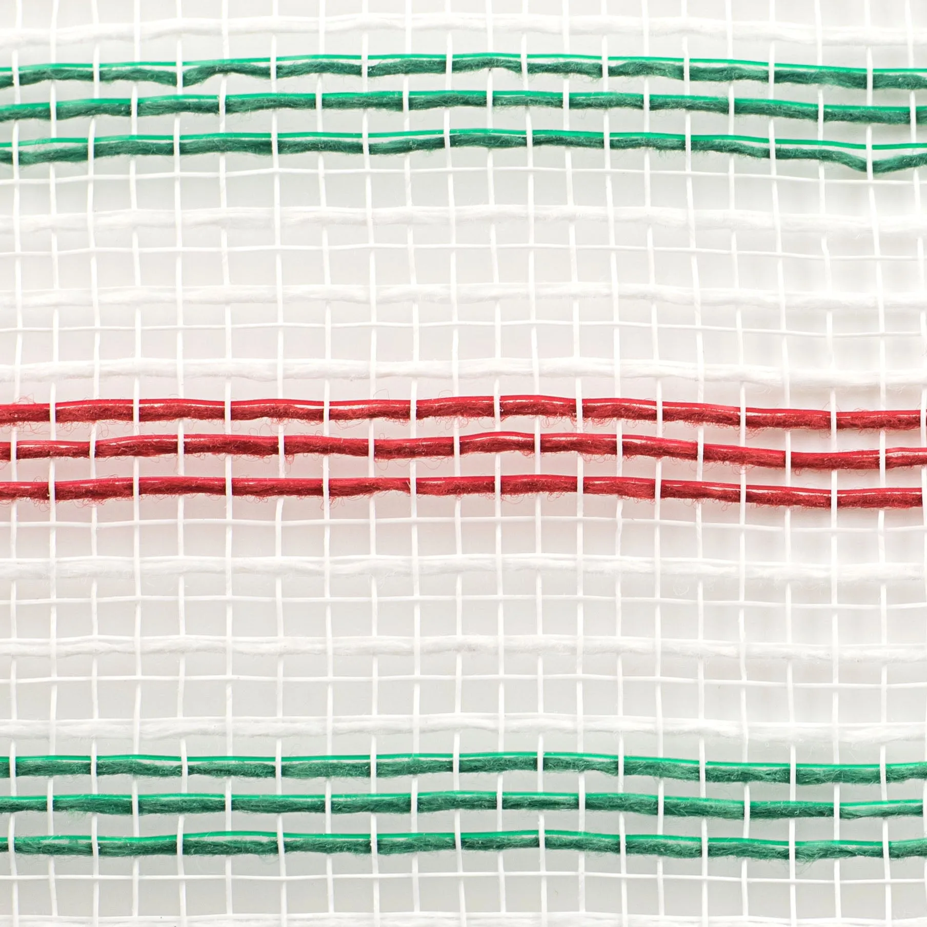 10" Faux Jute Stripe Mesh: White, Red, Emerald