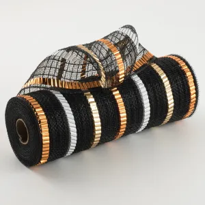 10" Faux Jute XL Wide Foil Mesh: Black, Orange, Gold, White