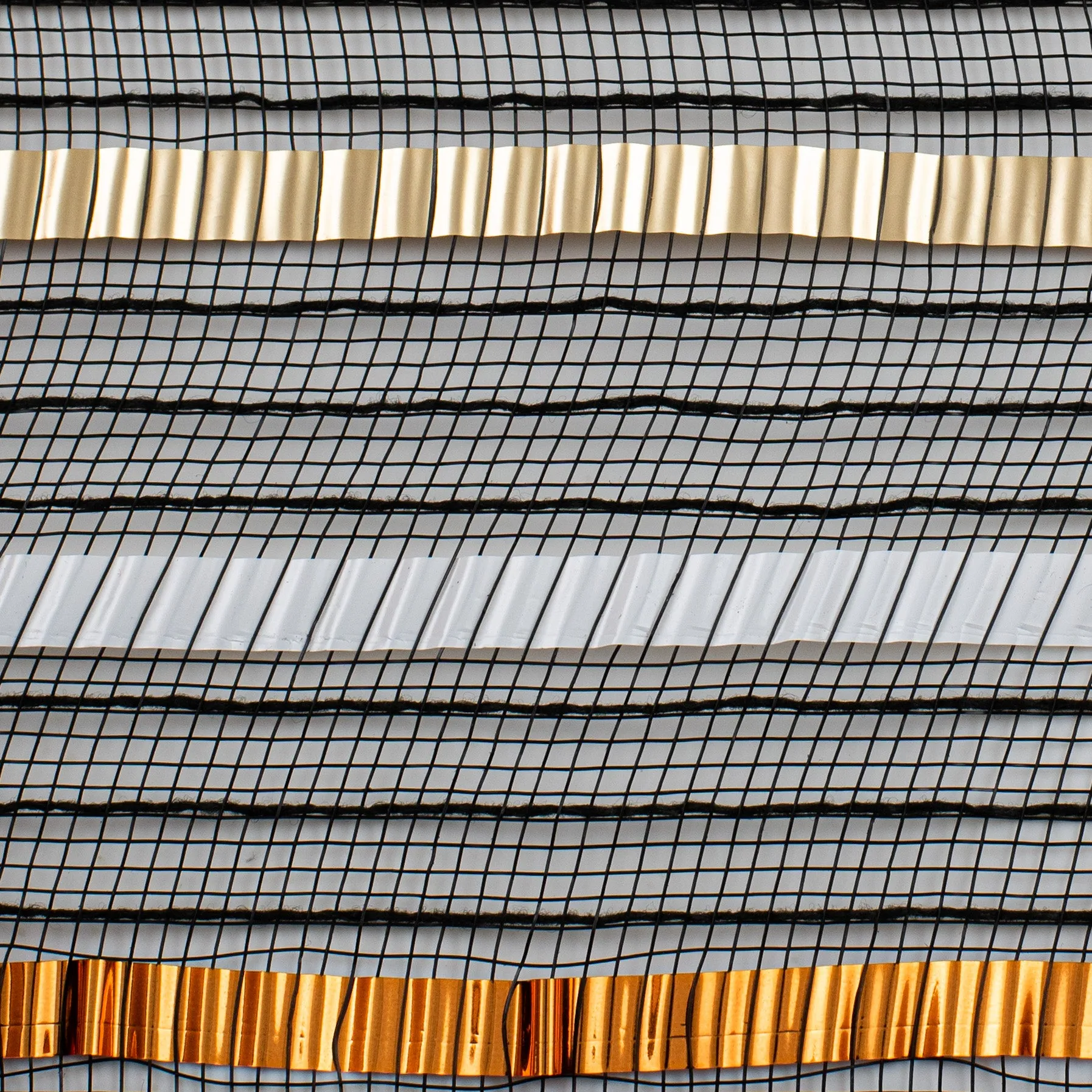 10" Faux Jute XL Wide Foil Mesh: Black, Orange, Gold, White