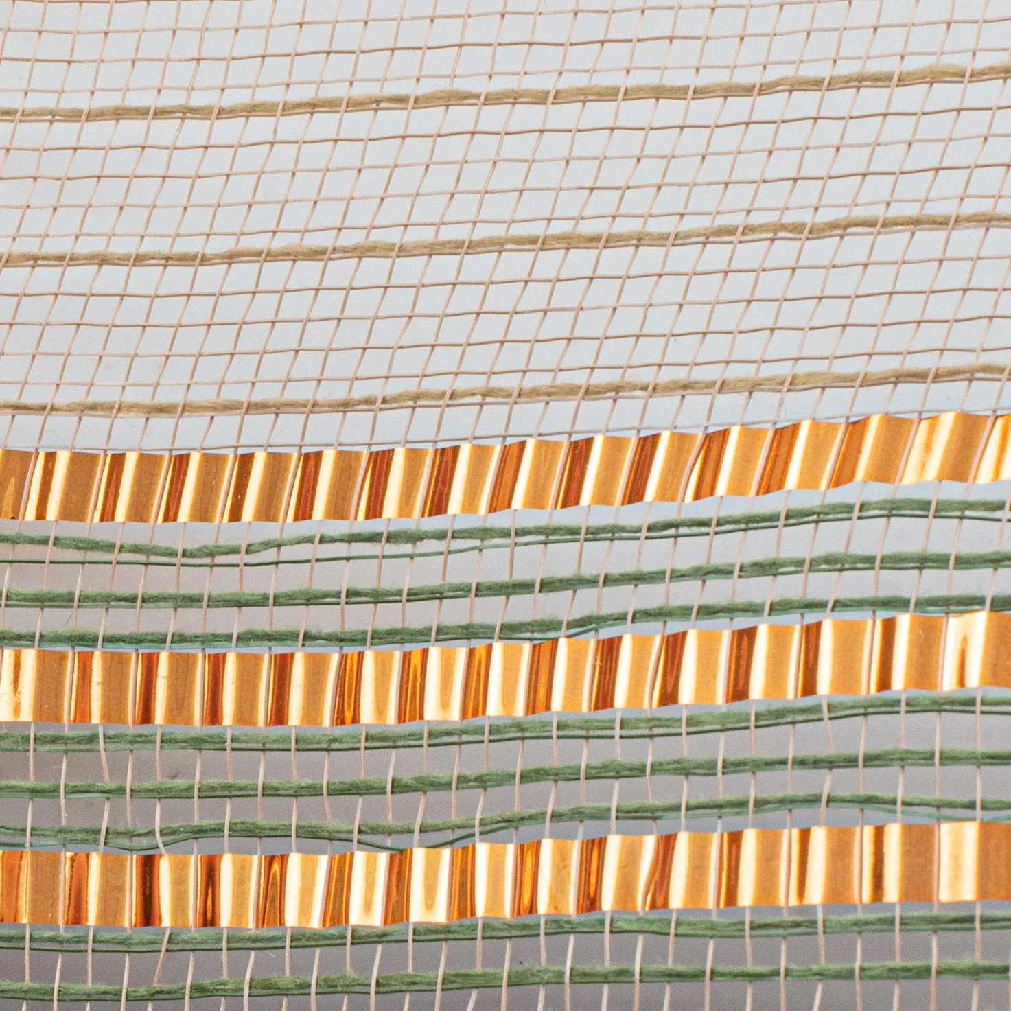 10" Foil & Faux Jute Border Mesh: Natural, Orange, Moss