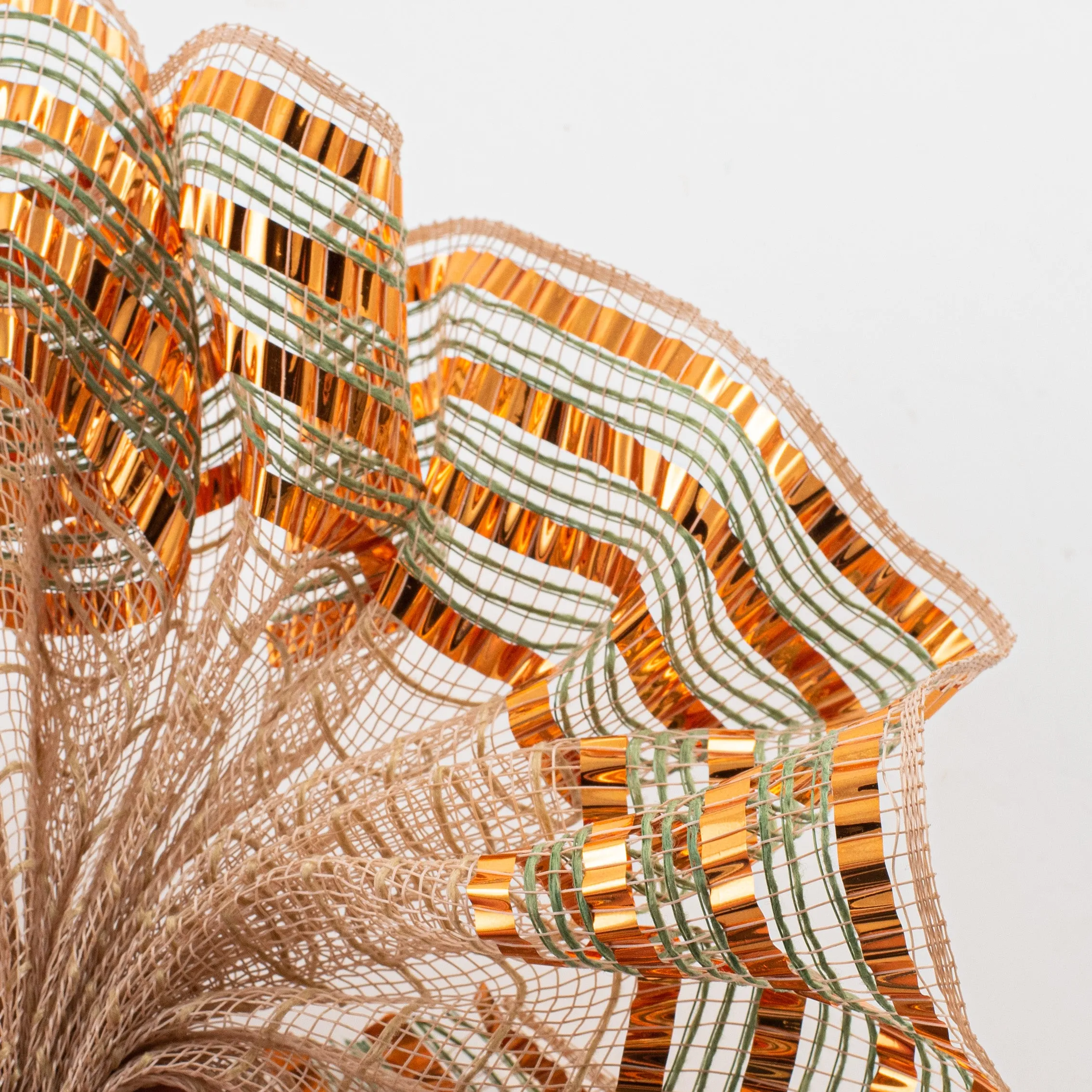 10" Foil & Faux Jute Border Mesh: Natural, Orange, Moss