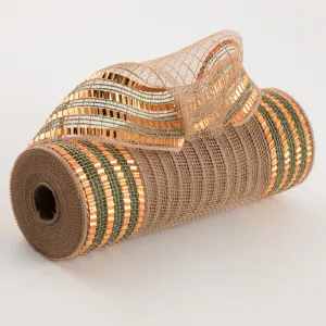 10" Foil & Faux Jute Border Mesh: Natural, Orange, Moss