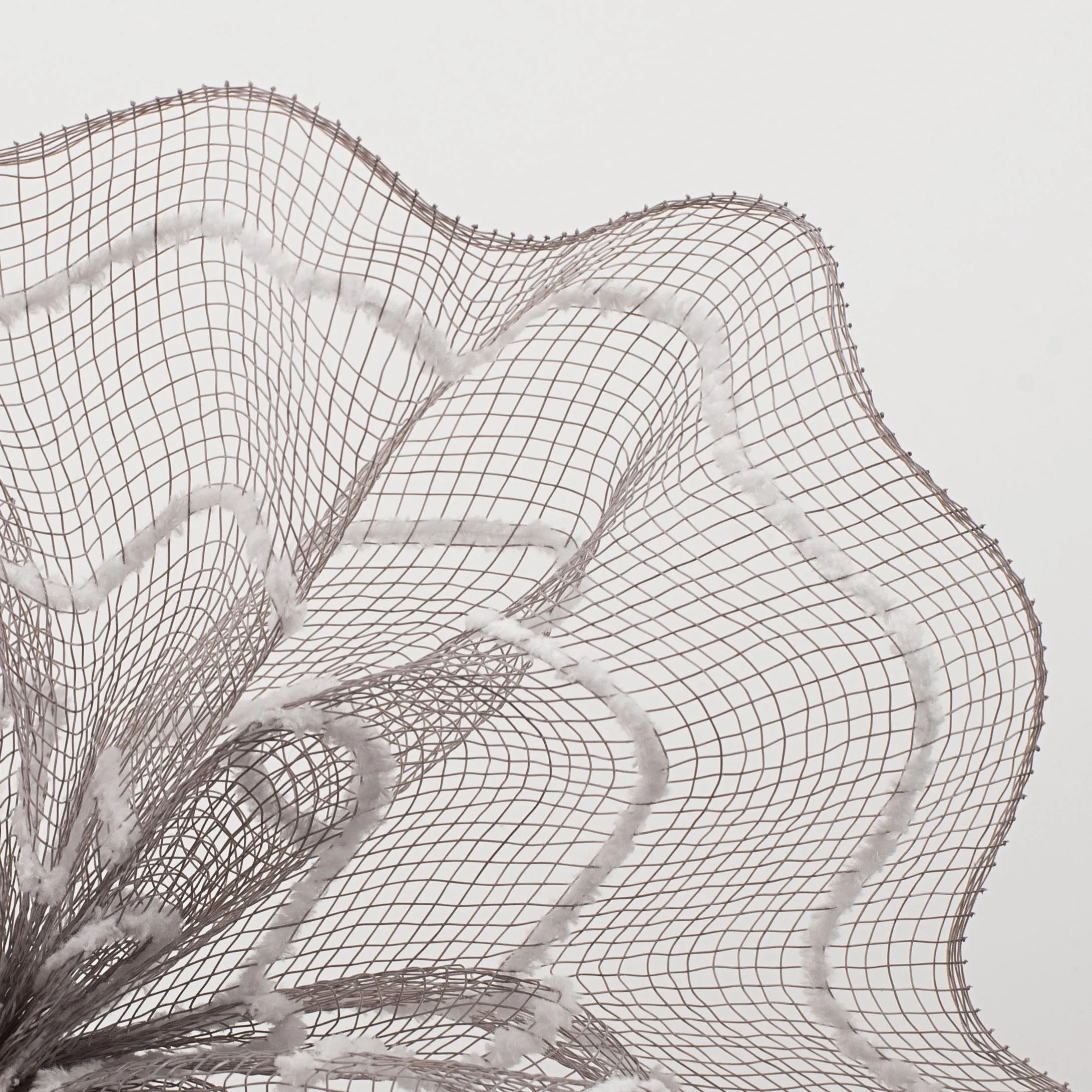 10" Fuzzy Stripe Mesh: Pewter