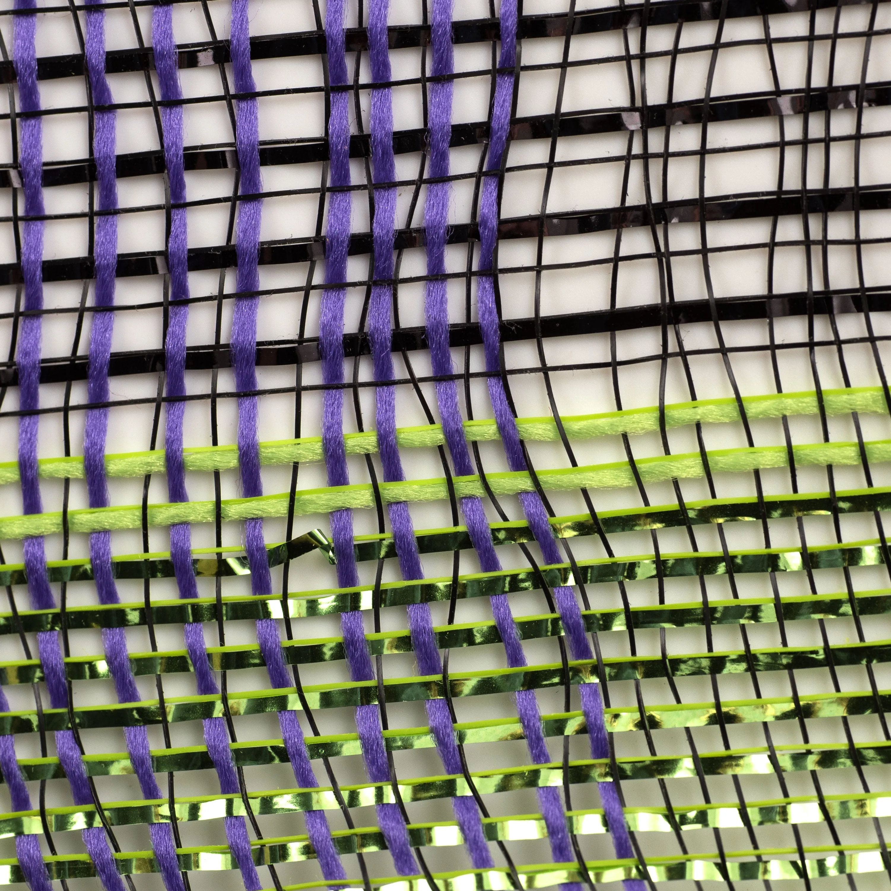 10" Halloween Metallic Plaid Mesh: Black, Purple, Orange, Lime