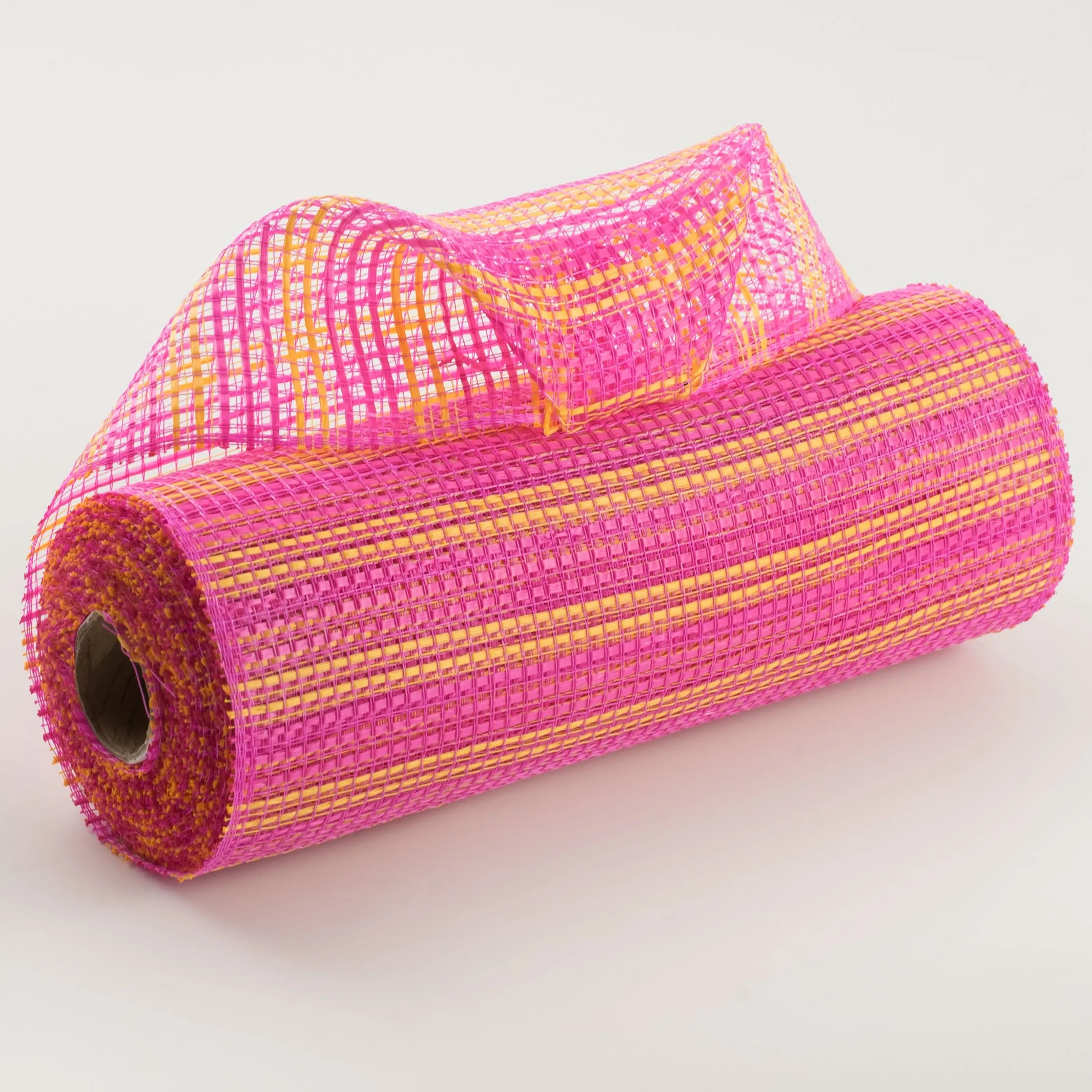 10" Horizontal Wide Strip Mesh: Hot Pink & Yellow