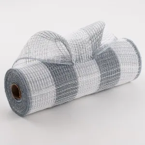 10" Large Check Fabric Mesh: White & Grey