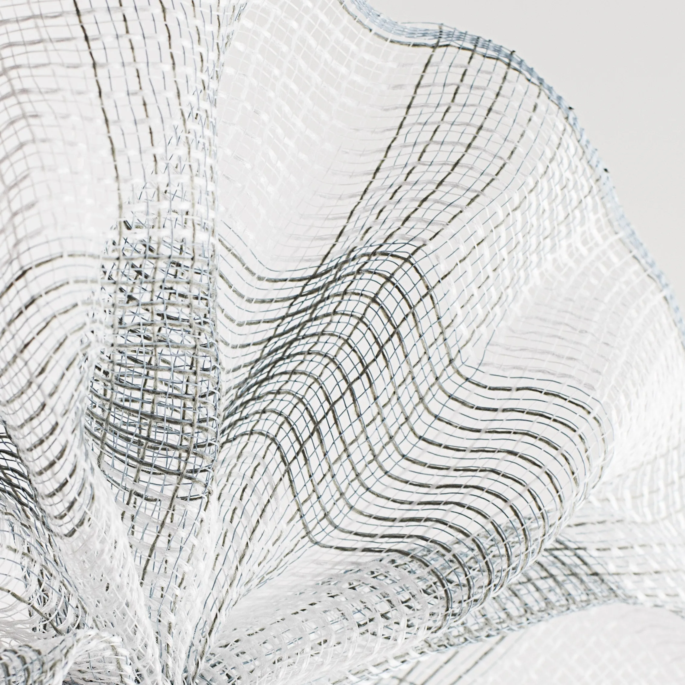 10" Large Check Fabric Mesh: White & Grey