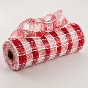 10" Metallic Check Mesh: Red & White (10 Yards)
