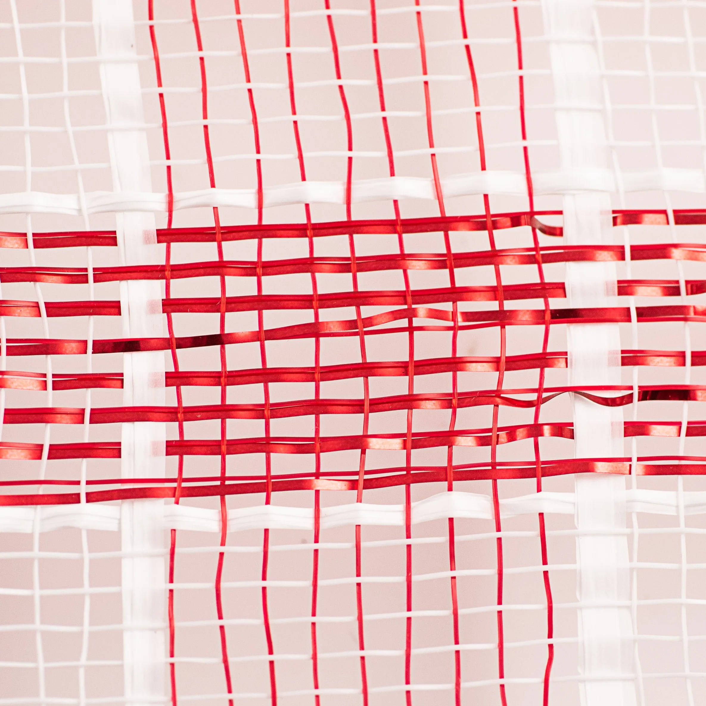 10" Metallic Check Mesh: Red & White (10 Yards)