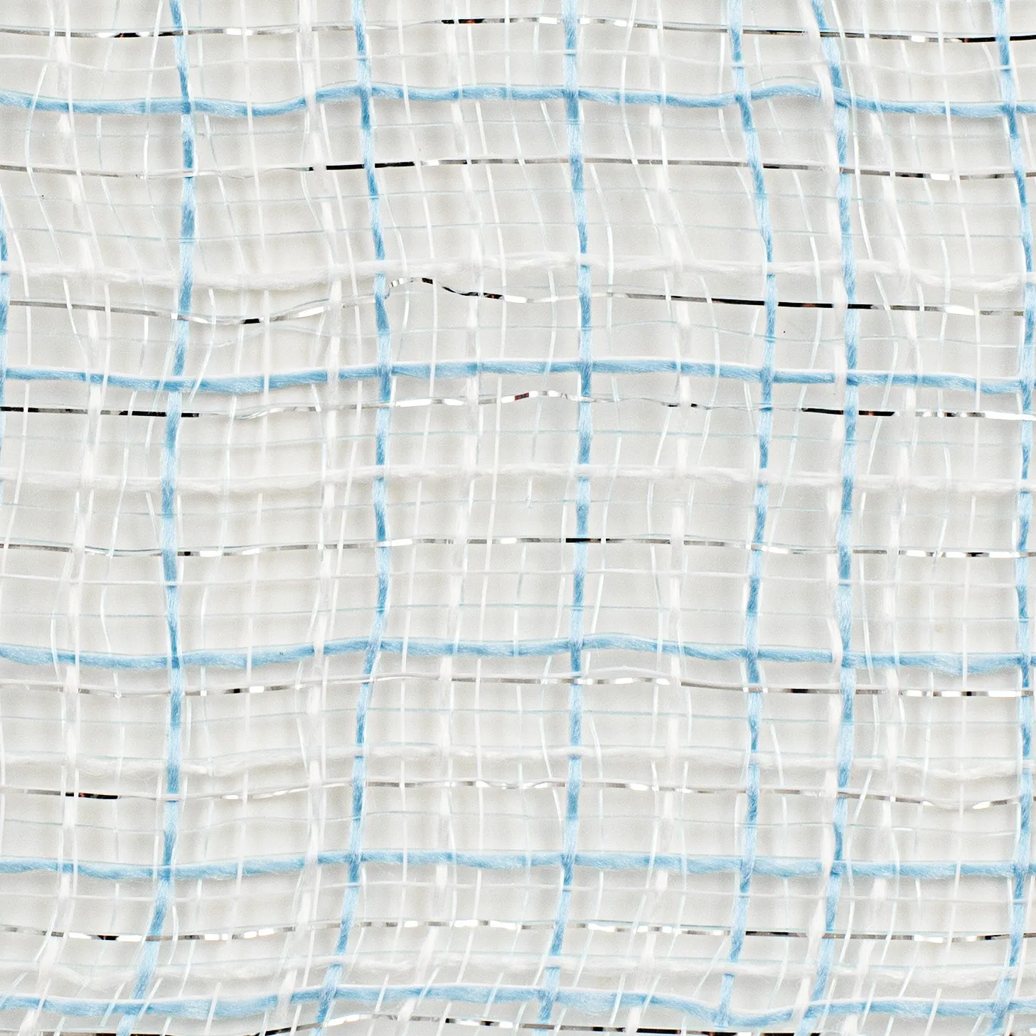 10" Metallic Tweed Mesh: Light Blue, White, Silver