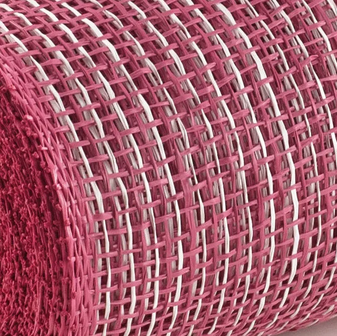 10" Multi Poly Burlap Check Mesh: Fuchsia & White