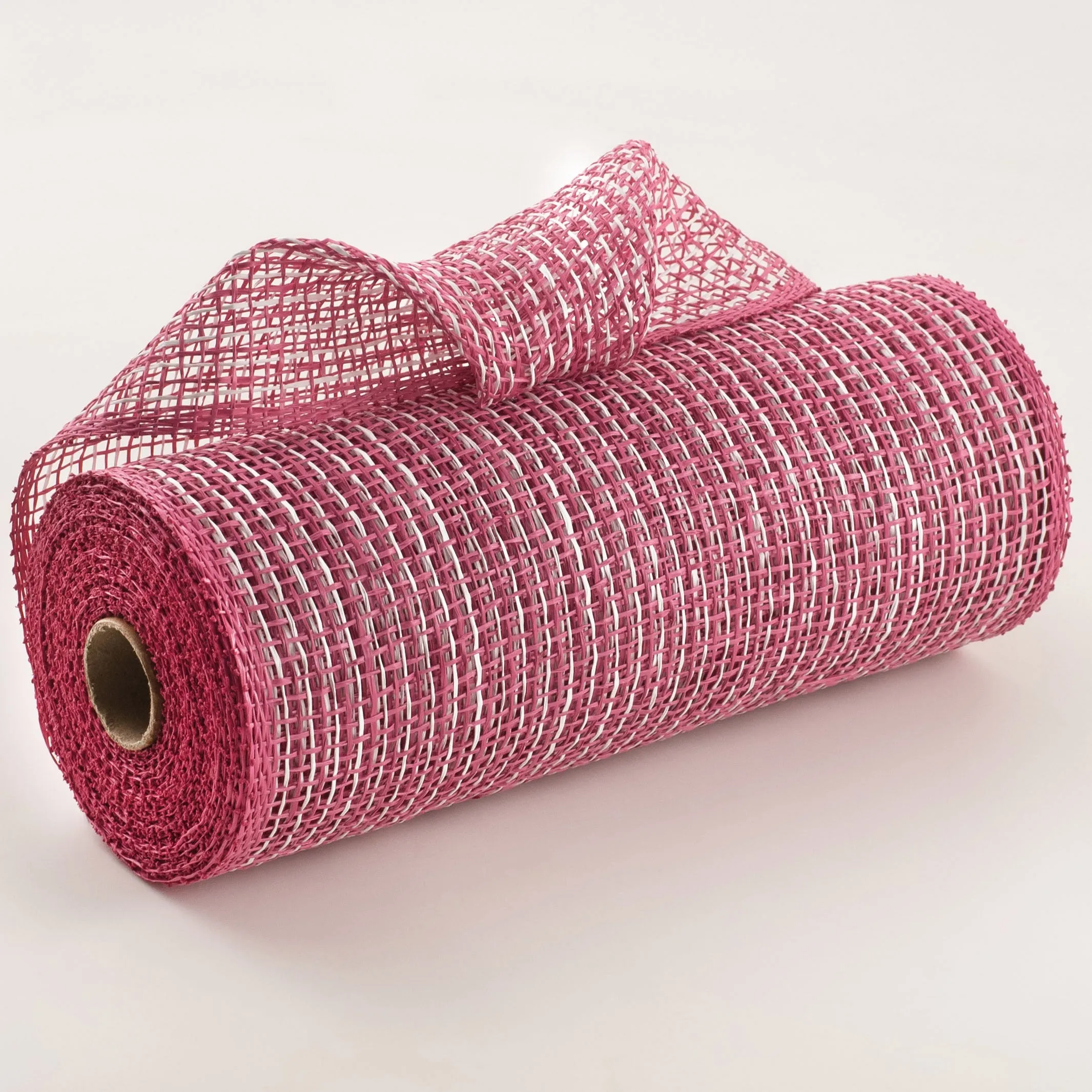 10" Multi Poly Burlap Check Mesh: Fuchsia & White