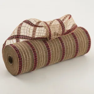 10" Patterned Mesh: Natural Jute & Red Buffalo Plaid Print