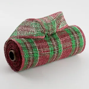10" Plaid Poly Burlap Mesh: Cranberry, Emerald, Chocolate, Natural, Cream