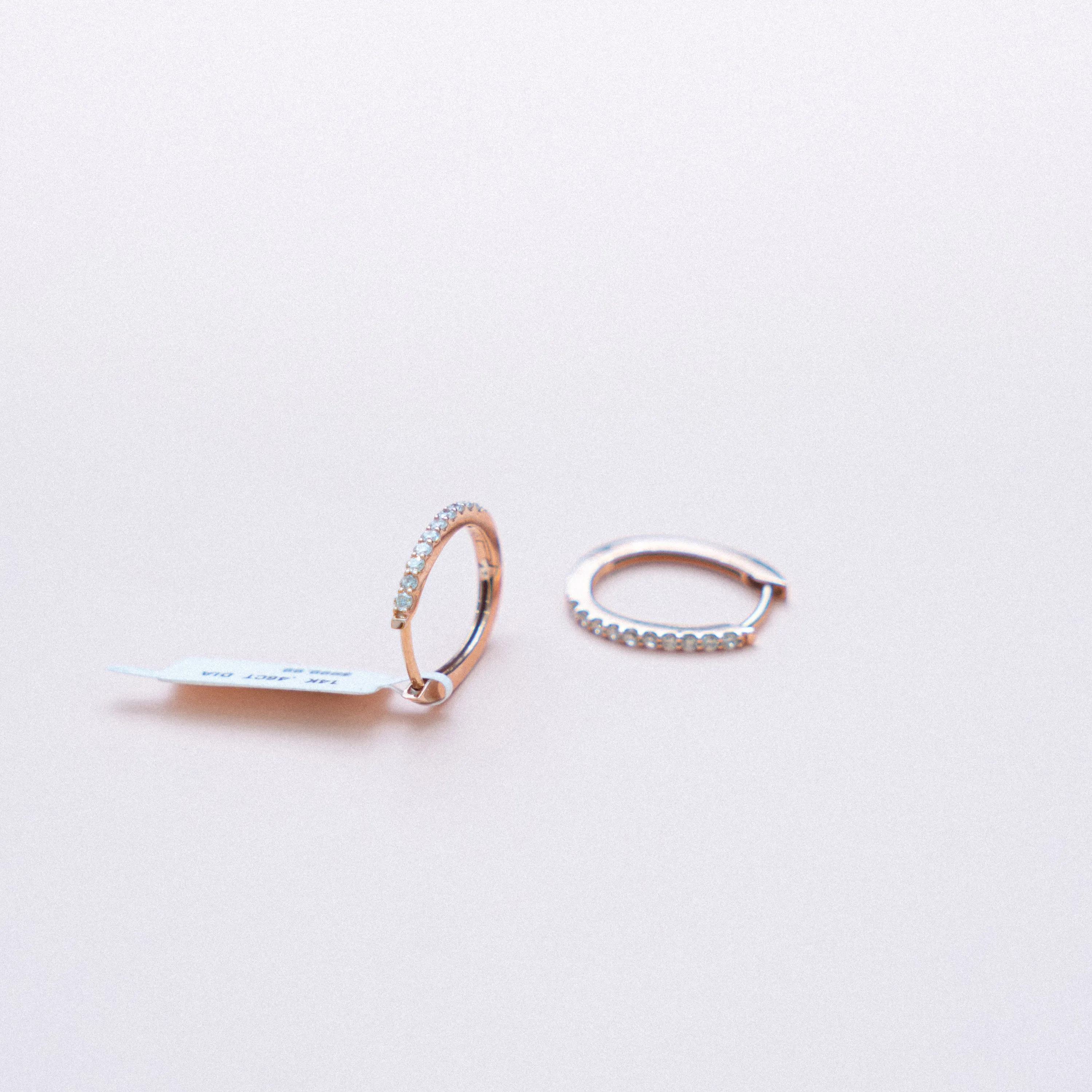 14K Rose Gold Diamond Hoop Earrings 0.46Ct / 2.6gr