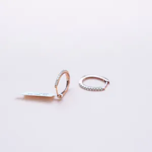 14K Rose Gold Diamond Hoop Earrings 0.46Ct / 2.6gr